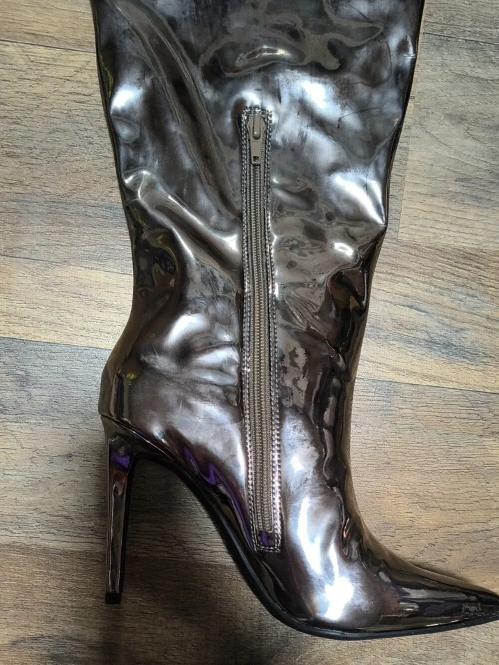 INC International Concepts Metallic Brown Patent Over-the-Knee Stiletto Boots